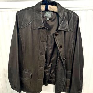 J.Jill brown leather blazer style jacket. Excellent condition. Size M.